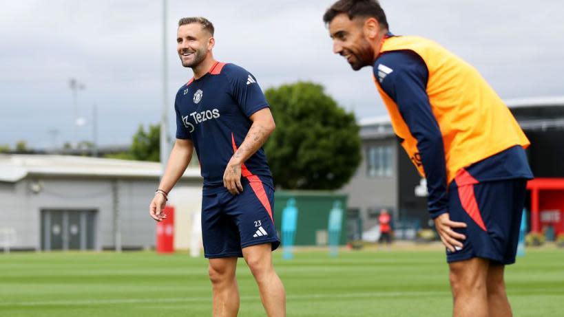 Luke Shaw in Manchester United training