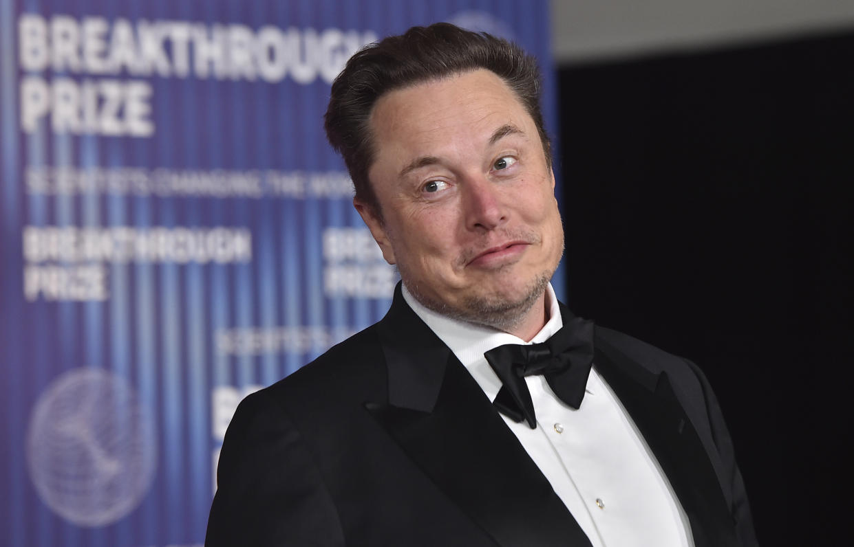 Elon Musk arrives at the tenth Breakthrough Prize Ceremony on Saturday, April 13, 2024, at the Academy Museum of Motion Pictures in Los Angeles. (Photo by Jordan Strauss/Invision/AP)