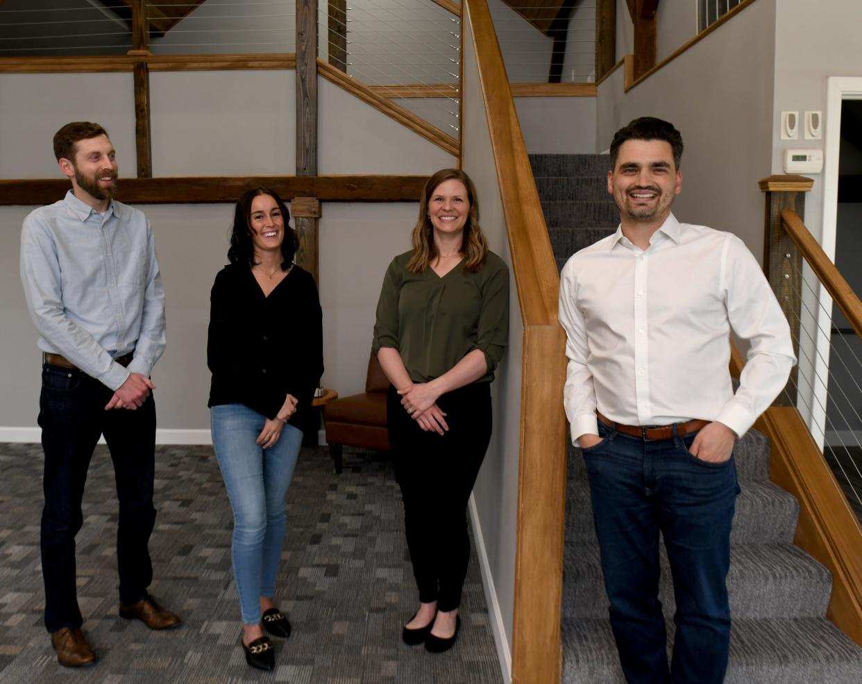 Andrew Farber, Executive Recruiter, Cecily Taylor, Marketing Intern, Erin Colston, Recruiting Consultant and Clark Harvey, president, of Arrowhead Talent Solutions in North Canton