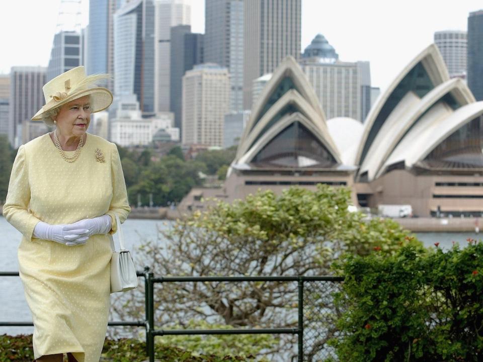 Queen Elizabeth II tours the grounds of Admiralty House on March 13, 2006, in Sydney Australia.