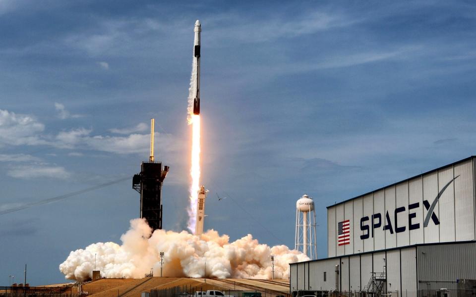 The SpaceX Falcon 9 lifts off from Kennedy Space Center in Florida in June 2020