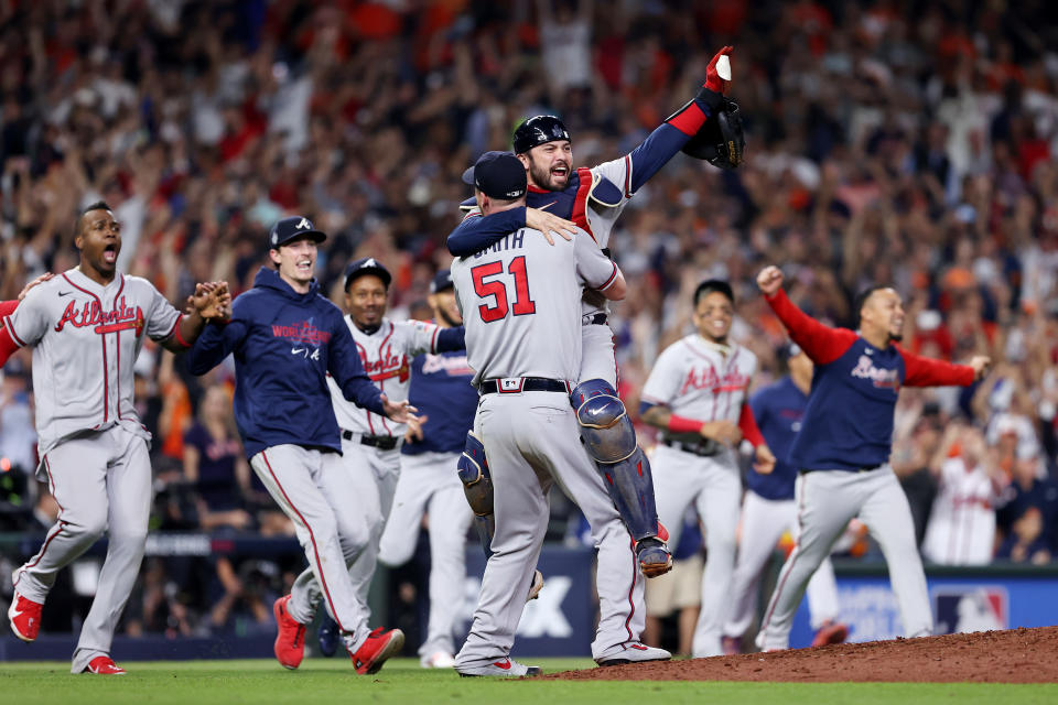 After 26 long years, the Atlanta Braves are once again baseball royalty. (Photo by Elsa/Getty Images)