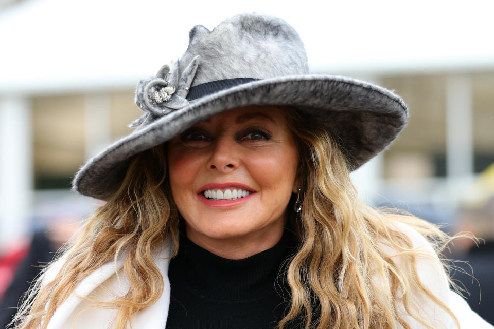 Carol Vorderman during Gold Cup Day of the 2019 Cheltenham Festival at Cheltenham Racecourse. PRESS ASSOCIATION Photo. Picture date: Friday March 15, 2019. See PA story RACING Cheltenham. Photo credit should read: Aaron Chown/PA Wire. The Jockey Club/Cheltenham Racecourse