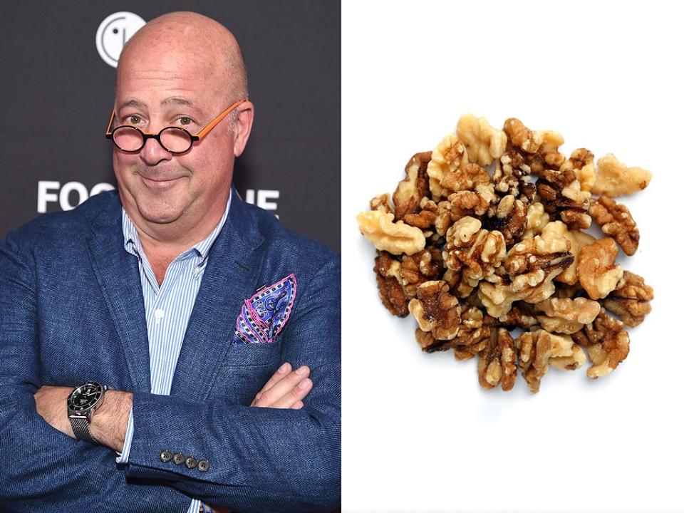 One might not expect the man who eats everything on <em>Bizarre Foods</em> to have any food hang ups, but Zimmern's are actually fairly commonplace. "I can’t eat walnuts," he <a rel="nofollow noopener" href="http://people.com/food/andrew-zimmern-bizarre-foods-walrus/" target="_blank" data-ylk="slk:told PEOPLE;elm:context_link;itc:0;sec:content-canvas" class="link ">told PEOPLE</a>. "Won’t eat ‘em, can’t stand ‘em. Raw cookie dough. Won’t eat it. Can’t stand it. Oatmeal. Won’t eat, can’t stand it. I love fermented walrus anus, so I get to not like some things."