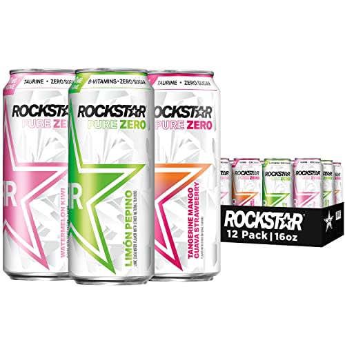 Rockstar Energy Drink Pure Zero, Limon Pepino, 16 Ounce - Pack of