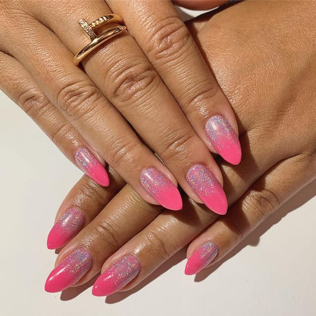 <p>Reverse your traditional glitter ombre for nails worthy of any '00s music video.</p><p><a href="https://www.instagram.com/p/Buz5A-FAAqf/?utm_source=ig_embed" rel="nofollow noopener" target="_blank" data-ylk="slk:See the original post on Instagram" class="link ">See the original post on Instagram</a></p>
