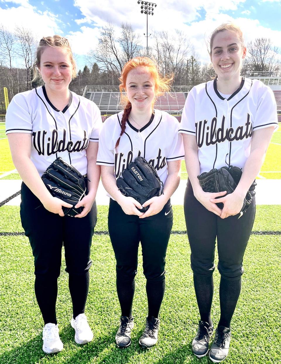 These three seniors are providing leadership for this year's Western Wayne softball team. Pictured are (from left): Trinity Graboske, Rhyani Carroll, Emily Romanowski.