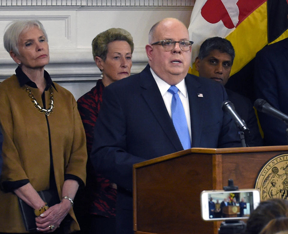 Gov. Larry Hogan (R-Md.) took early and aggressive action to stem the spread of the coronavirus in his state. (Photo: Baltimore Sun via Getty Images)