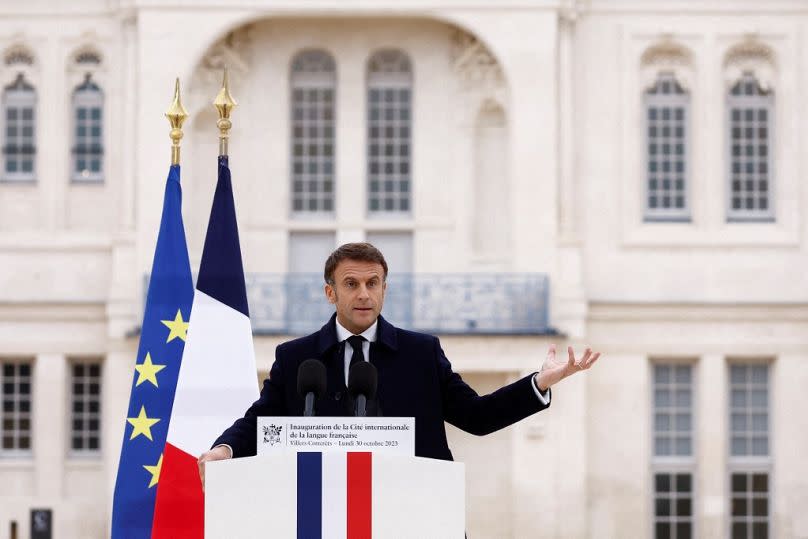 Emmanuel Macron inaugura la ciudad internacional de la lengua francesa en la región de Aisne, al norte de Francia.