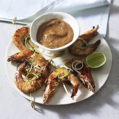 Barbecued prawn satay