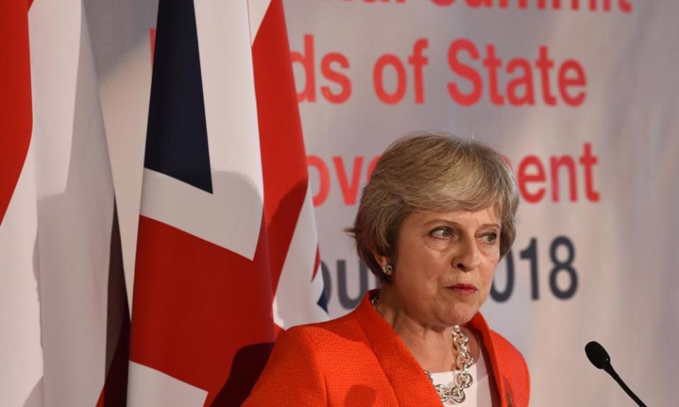 Theresa May addresses a press conference at the end of the EU meeting Salzburg, Austria, on 20 September.