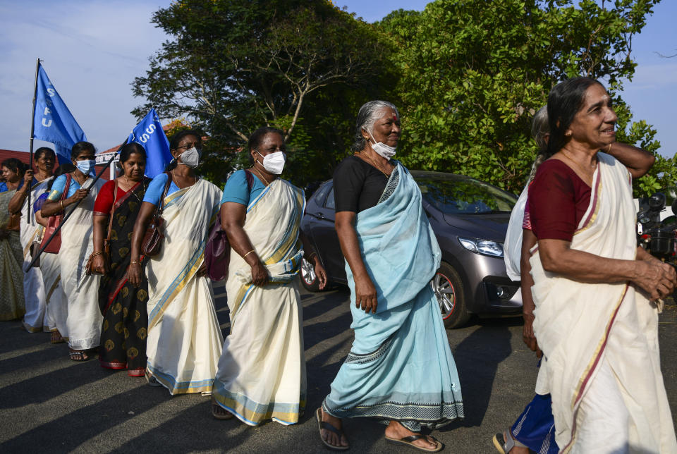Pensioners walk in a procession as hundreds of them gather for an annual meeting in Piravom, Kerala state, India, March 31, 2023. In the last 60 years, the percentage of those aged 60 and over in India's Kerala state has shot up from 5.1% to 16.5% — the highest proportion in any state. This makes Kerala an outlier in a country with a rapidly growing population, soon to be the world’s most populous at 1.4 billion. (AP Photo/R S Iyer)