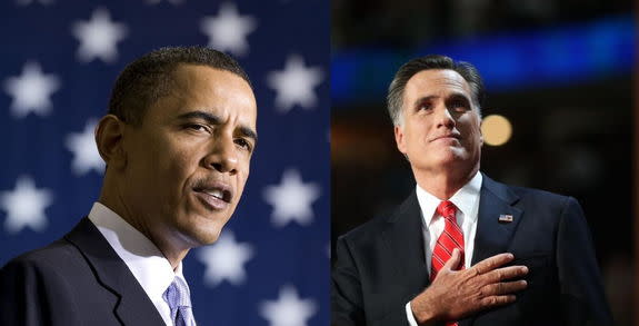 President Barack Obama (left)/Republican presidential candidate Mitt Romney.