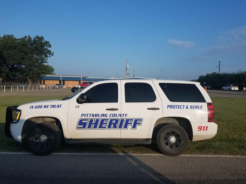 A Pittsburg County Sheriff deputy's vehicle parked along the side of a roadway in McAlester on August 18, 2017. Photo Provided.