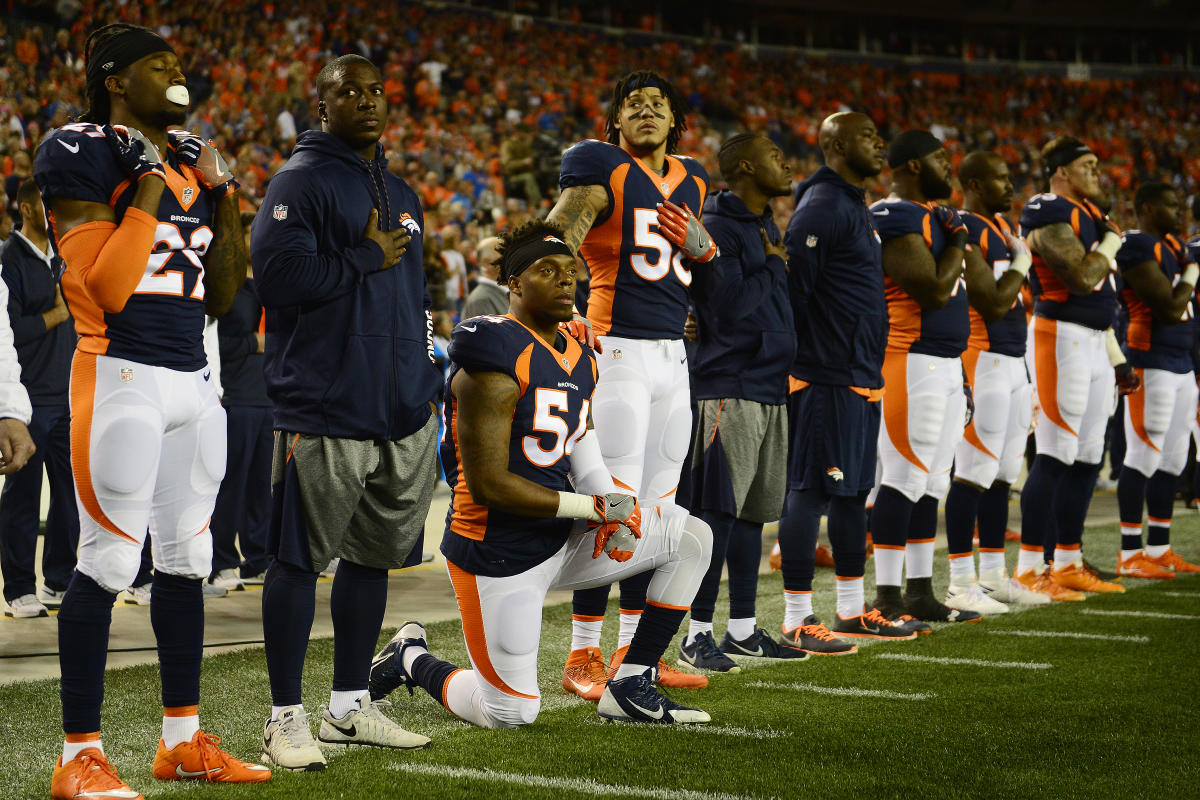 Broncos' Brandon Marshall Kneels During National Anthem