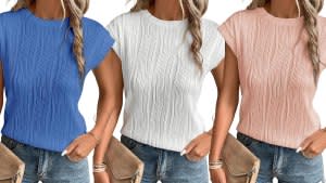 Evaless Short Sleeve Textured Top Amazon