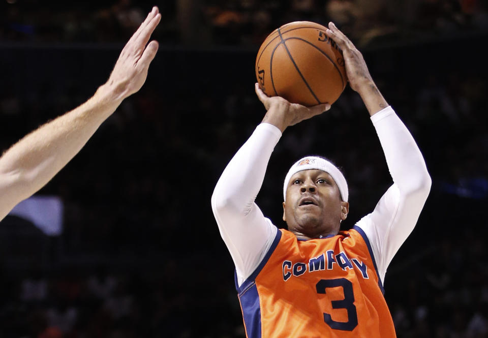 Allen Iverson takes a 3-point shot during a June 25 game. (AP)