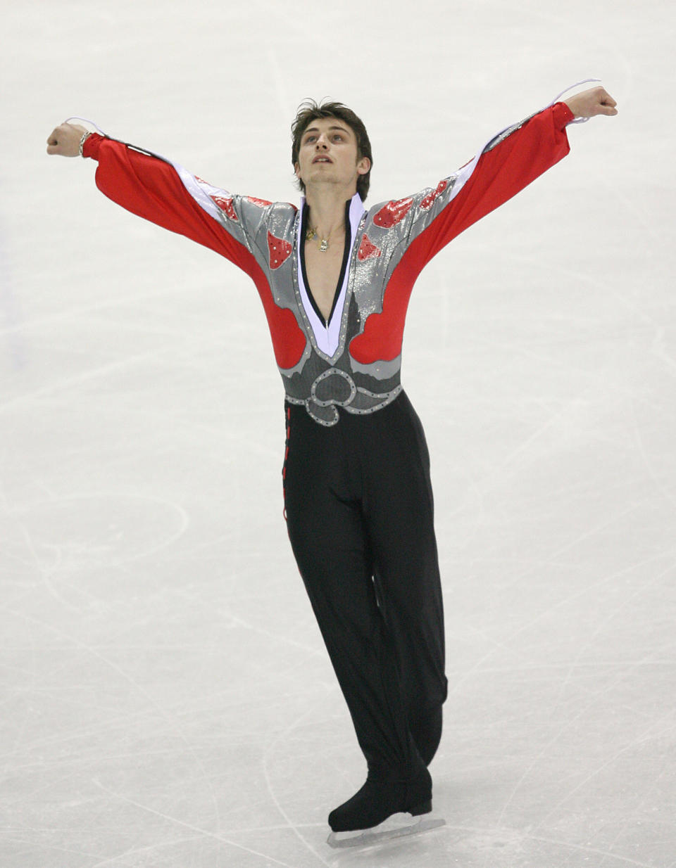 The French skater performs in the free skating program in Turin, Italy.