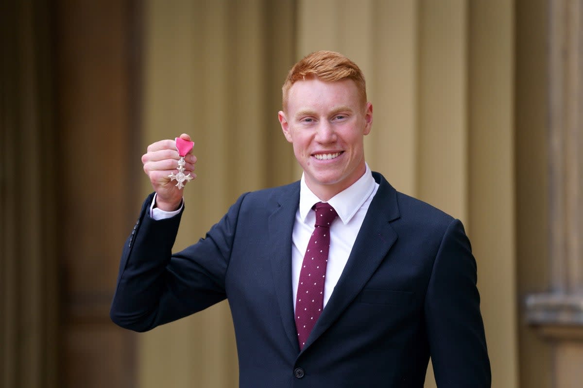 Tom Dean at the investiture ceremony at Buckingham Palace (Victoria Jones/PA) (PA Wire)