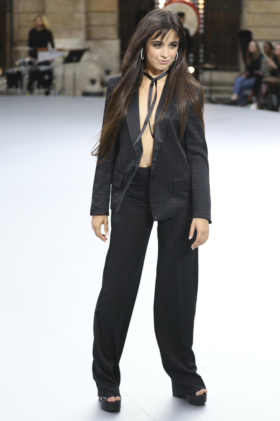 Singer Camila Cabello wears a creation as part of the L'Oreal Ready To Wear Spring-Summer 2020 collection, unveiled during the fashion week, in Paris, Saturday, Sept. 28, 2019. (Photo by Vianney Le Caer/Invision/AP)