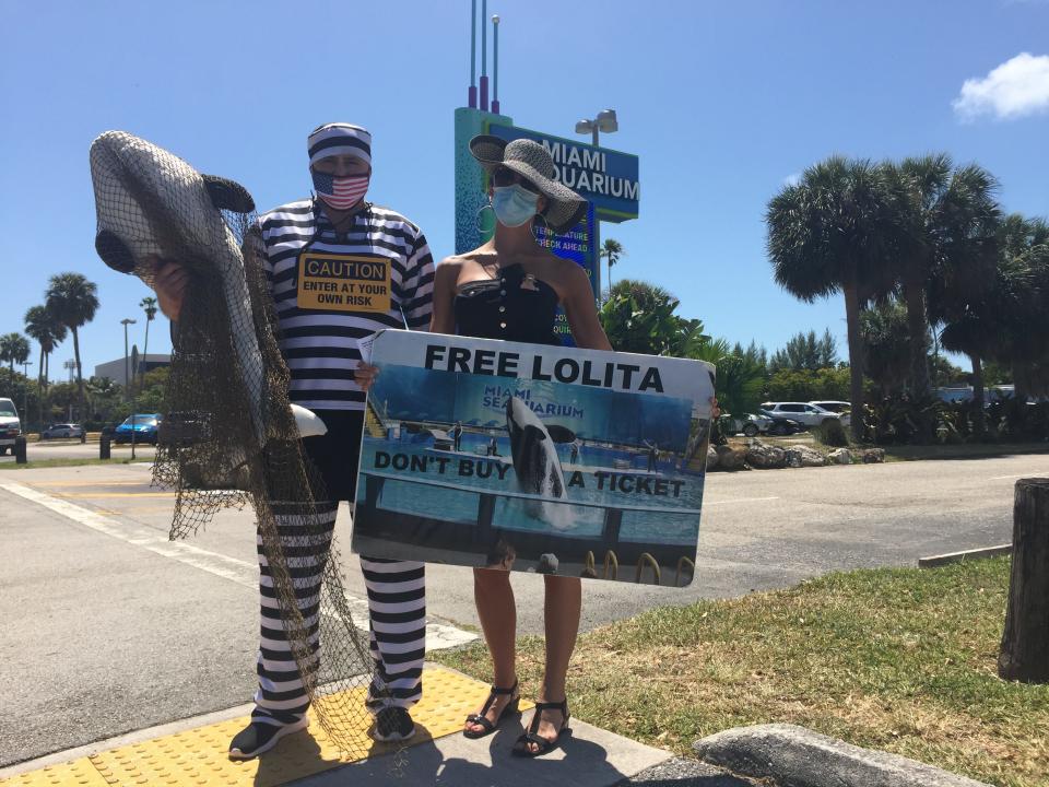 Alejandro Ariel Dintino is among those who frequently protest the Miami Seaquarium's possession of Lolita the Killer Whale. ANTONIO FINS/palmbeachpost.com