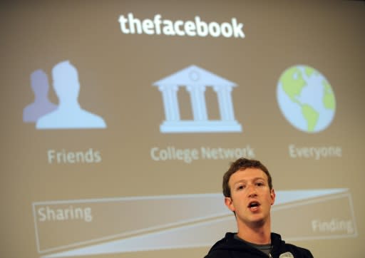 Mark Zuckerberg, seen in a 2010 photo when the social network was know as "The Facebook," became a billionaire when at age 23 when the California group launched its public share offering