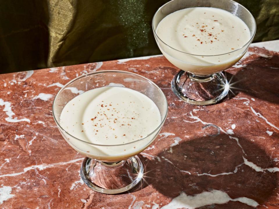 glasses of homemade eggnog