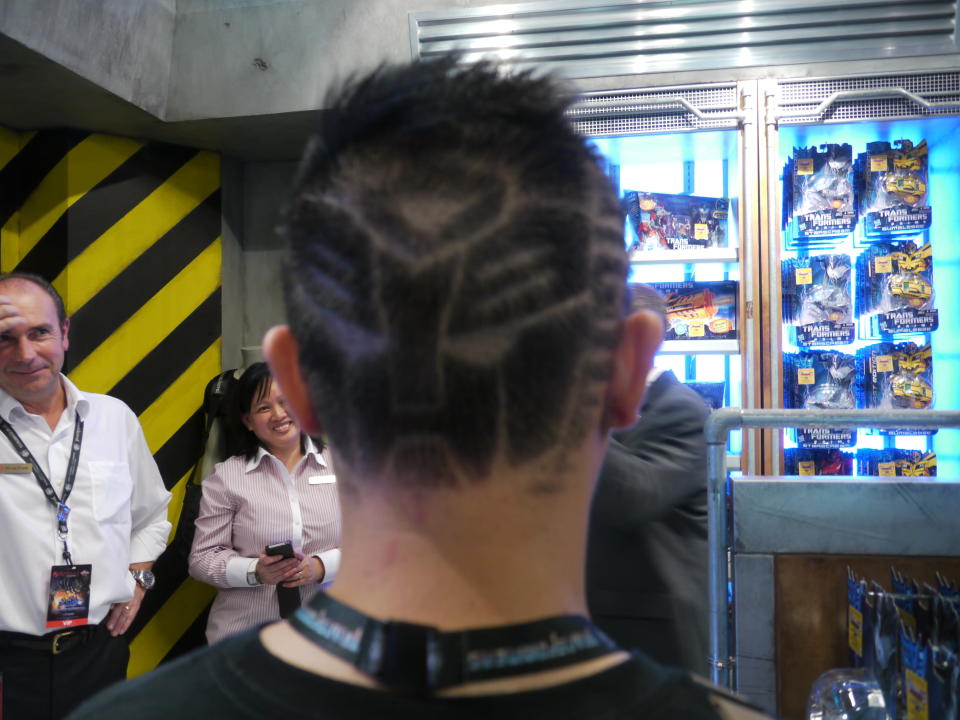 Student Malcolm Chan won the Transformers contest with his Autobots hairstyle. (Yahoo! photo/Fann Sim)