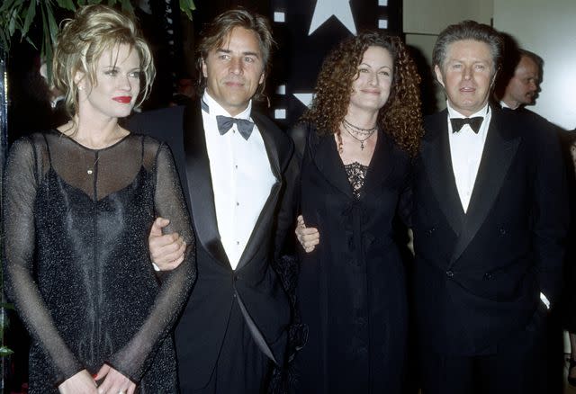 <p>Ron Galella, Ltd./Ron Galella Collection/Getty</p> Melanie Griffith, Don Johnson, Sharon Henley and Don Henley.