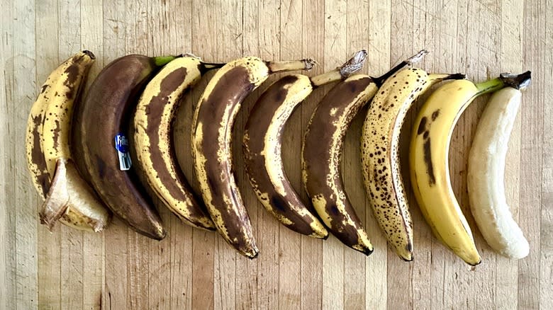 Assorted ripe bananas