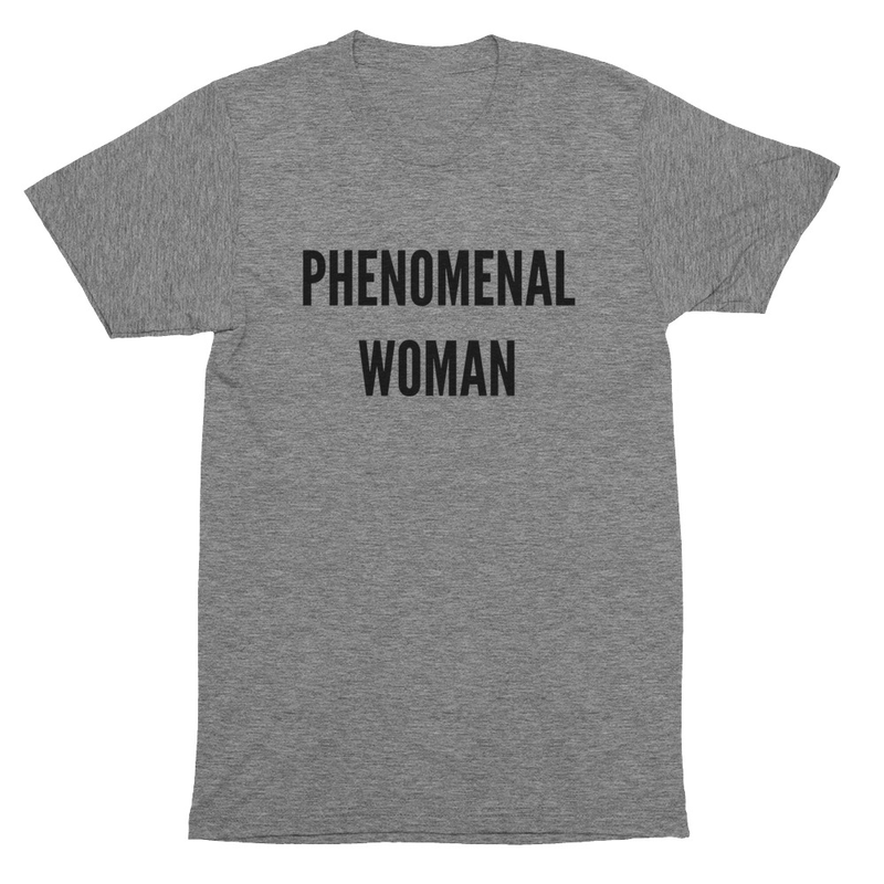 <p><a href="https://www.phenomenalmedia.com/collections/adult-collection/products/phenomenal-woman-t-shirt" rel="nofollow noopener" target="_blank" data-ylk="slk:Shop Now;elm:context_link;itc:0;sec:content-canvas" class="link rapid-noclick-resp">Shop Now</a></p><p>Phenomenal Woman T-Shirt</p><p>phenomenalmedia.com</p><p>$35.00</p><span class="copyright">Phenomenal Media</span>