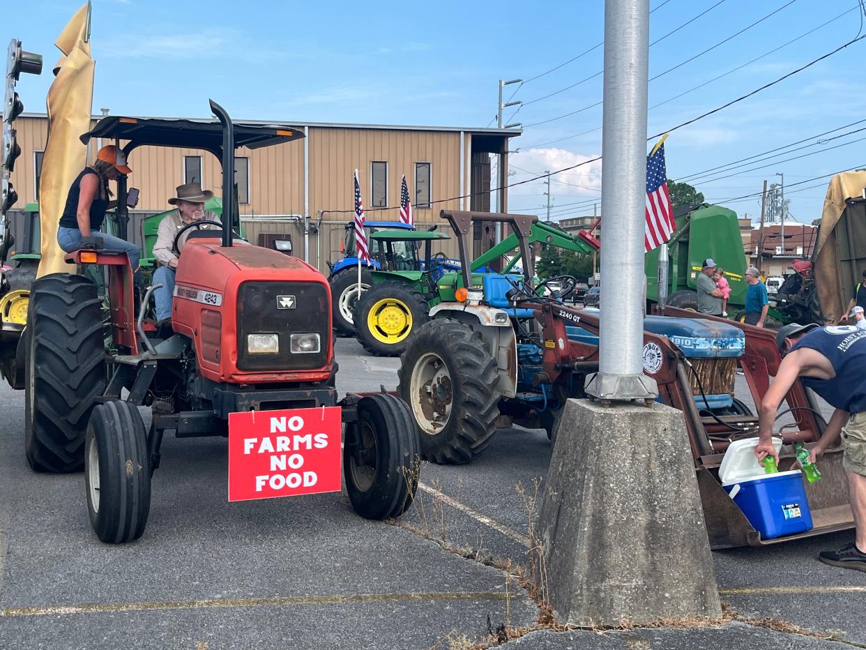 Many landowners near a rural area of eastern Wilson County went to a planning commission meeting on June 21, 2024, as part of a parade of tractors to protest a large industrial development plan.