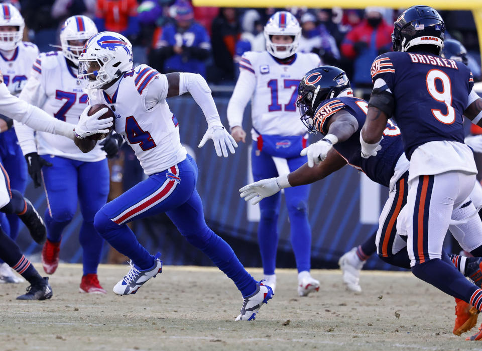 Bills wide receiver <a class="link " href="https://sports.yahoo.com/nfl/players/28534" data-i13n="sec:content-canvas;subsec:anchor_text;elm:context_link" data-ylk="slk:Stefon Diggs;sec:content-canvas;subsec:anchor_text;elm:context_link;itc:0">Stefon Diggs</a> Credit: Mike Dinovo-USA TODAY Sports