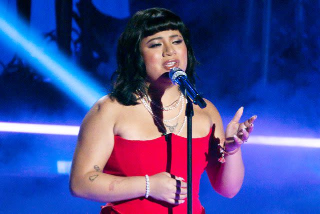 <p>Disney/Eric McCandless</p> Julie Gagnon performs on American Idol on April 21, 2024