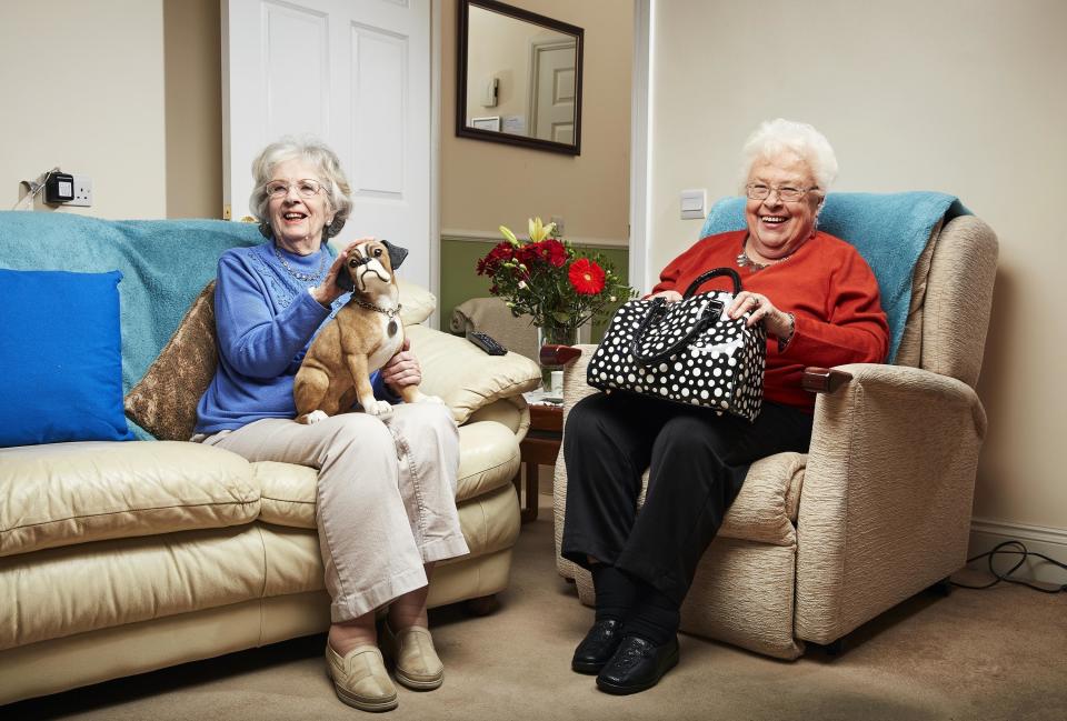 Undated handout photo issued by Channel 4 of Gogglebox stars Mary Cook (left) and Marina Wingrove. It has been announced that Cook has died in hospital aged 92. Issue date: Monday August 23, 2021. PA Photo. The former hospitality worker joined the Channel 4 programme in 2016 alongside fellow Bristolian Wingrove. See PA story DEATH Gogglebox. Photo credit should read: Jude Edginton/PA Wire 

NOTE TO EDITORS: This handout photo may only be used in for editorial reporting purposes for the contemporaneous illustration of events, things or the people in the image or facts mentioned in the caption. Reuse of the picture may require further permission from the copyright holder.