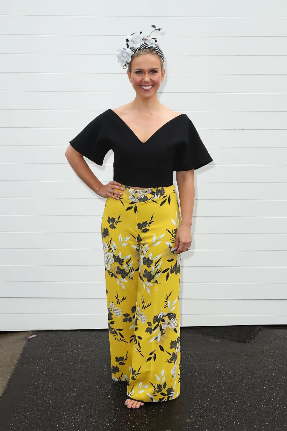 Edwina Bartholomew embraced the colourful theme of the day in these Cue trousers. Photo: Photo