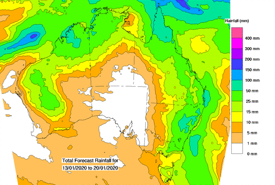 The rain forecast for the current week shows Australia's east coast set for a soaking. Source: BOM