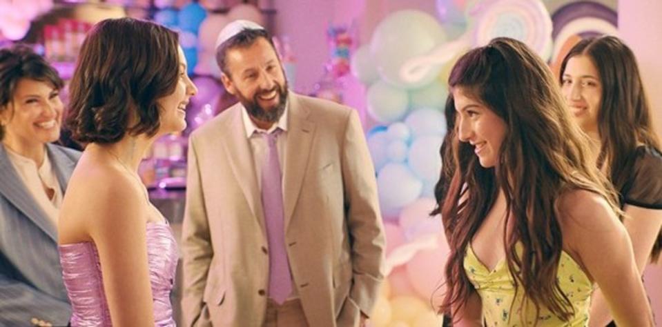 Idina Menzel, Adam Sandler, Sunny Sandler and Sadie Sandler in 'You Are So Not Invited to My Bat Mitzvah'<p>Netflix</p>