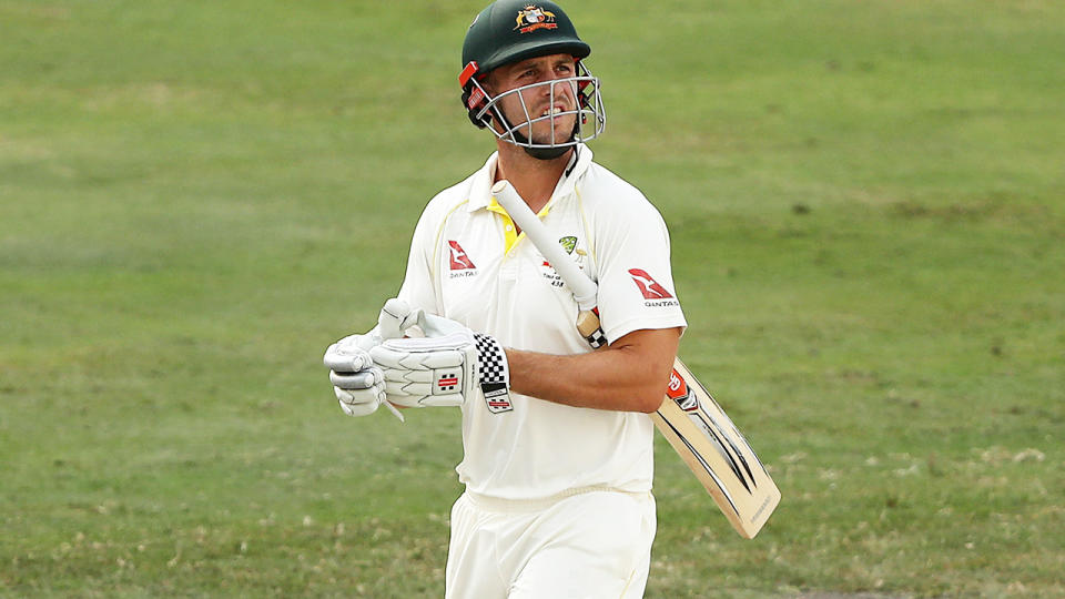 Mitch Marsh, pictured here leaving the field after being dismissed against Pakistan in 2018.