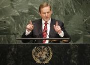 Enda Kenny, Prime Minister of Ireland, addresses a plenary meeting of the United Nations Sustainable Development Summit 2015 at United Nations headquarters in Manhattan, New York, September 25, 2015. REUTERS/Mike Segar