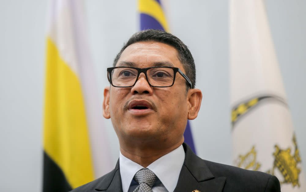 Datuk Seri Ahmad Faizal Azumu speaks to the press at the State Secretariat Building in Ipoh June 25, 2020. — Picture by Farhan Najib