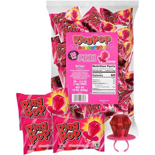 19) Pink Strawberry Ring Pops, 30-Pack