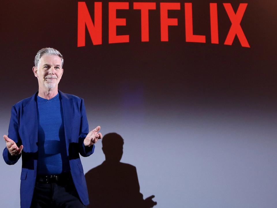 Reed Hastings attends a panel during Netflix's 'See What's Next' event at Villa Miani on April 18, 2018 in Rome, Italy.