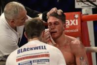 Boxing - Nick Blackwell v Chris Eubank Jnr British Middleweight Title - The SSE Arena, Wembley - 26/3/16 Nick Blackwell receives medical attention during the fight Action Images / Adam Holt EDITORIAL USE ONLY.