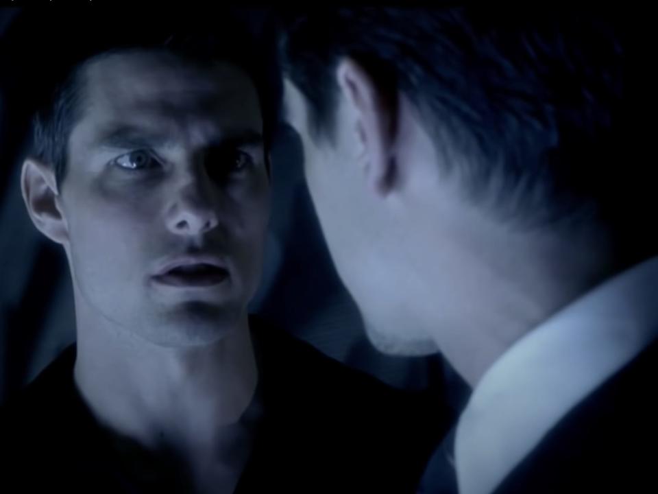 Minority Report scene with tom cruise looking in a mirror