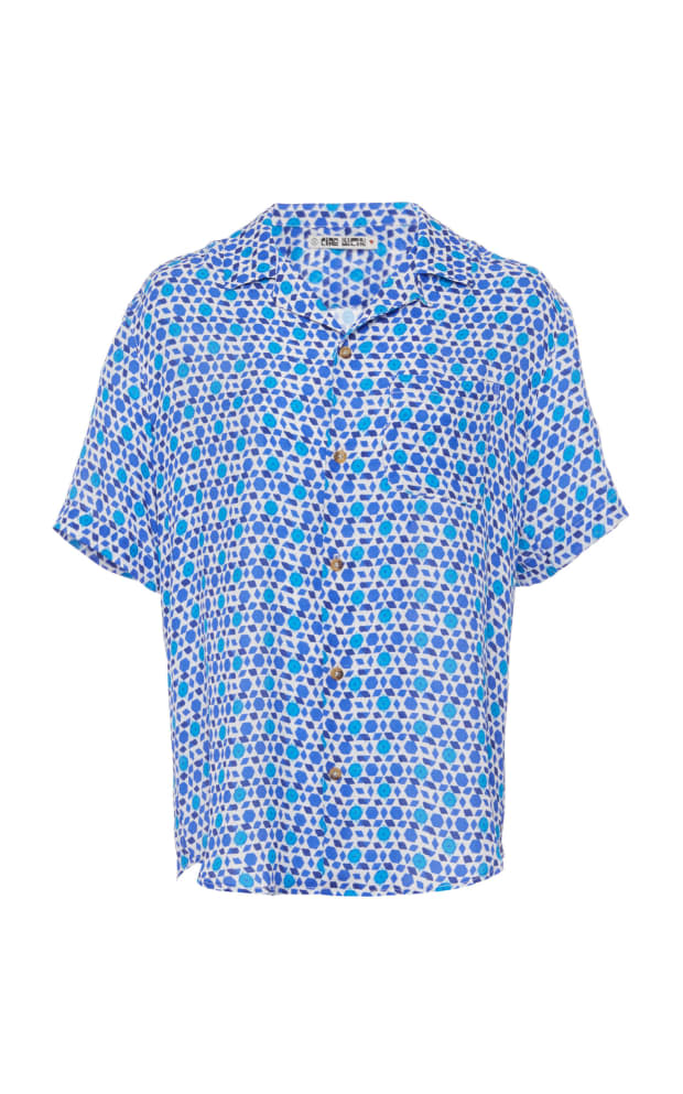 <p>Ciao Lucia Gio Shirt Tile Print, $325, <a href="https://ciaolucia.com/products/gio-shirt-tile-print" rel="nofollow noopener" target="_blank" data-ylk="slk:available here;elm:context_link;itc:0;sec:content-canvas" class="link ">available here</a>. </p>