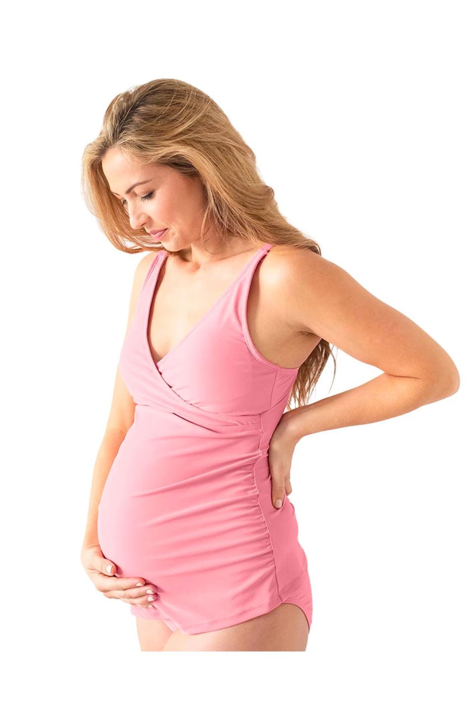 8) Crossover Maternity, Nursing, & Pumping Tankini Top