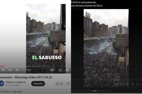 Comparación ente video de 2017 y desinformación sobre protestas en Venezuela