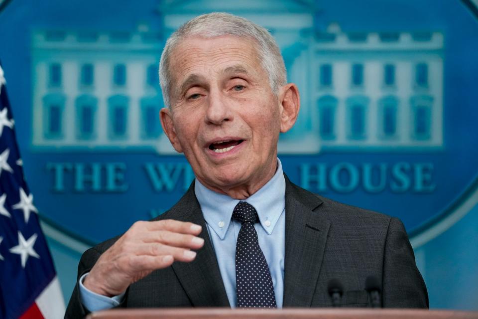 Dr. Anthony Fauci, director of the National Institute of Allergy and Infectious Diseases, speaks during a press briefing at the White House, Tuesday, November 22, 2022, in Washington.