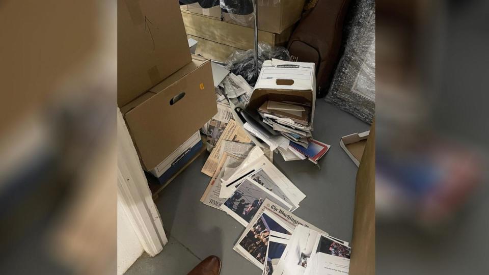 PHOTO: This image, contained in a court filing by the Department of Justice, shows a photo of materials found during the FBI's Aug. 8, 2022 search of former President Donald Trump's Mar-a-Lago estate. (Department of Justice)